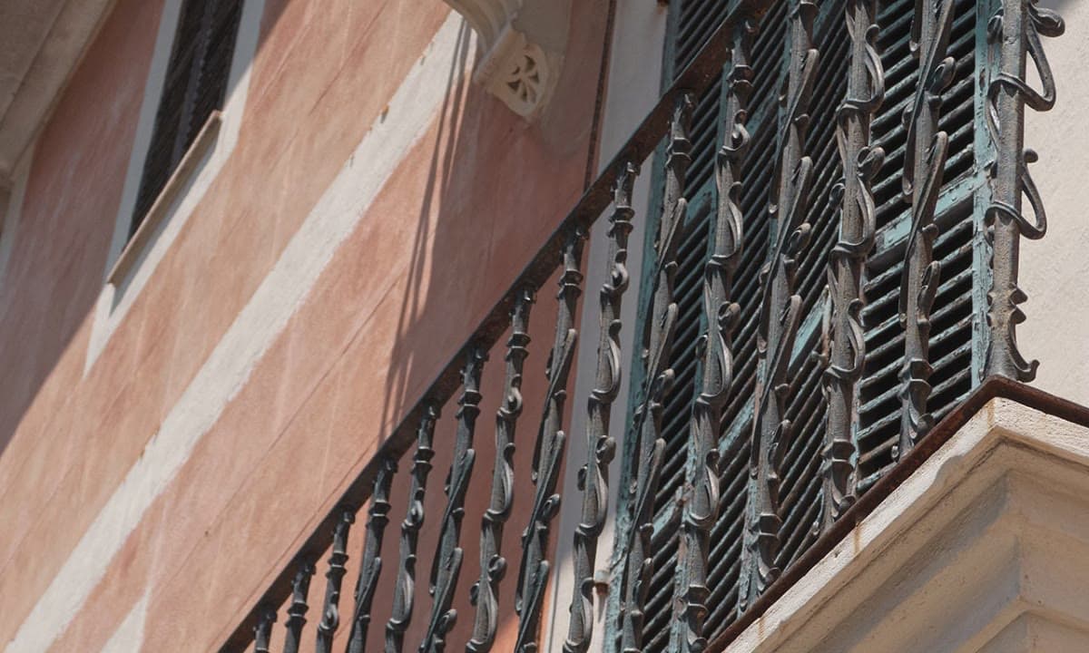 Wrought-iron balcony on a traditional Mallorcan façade
